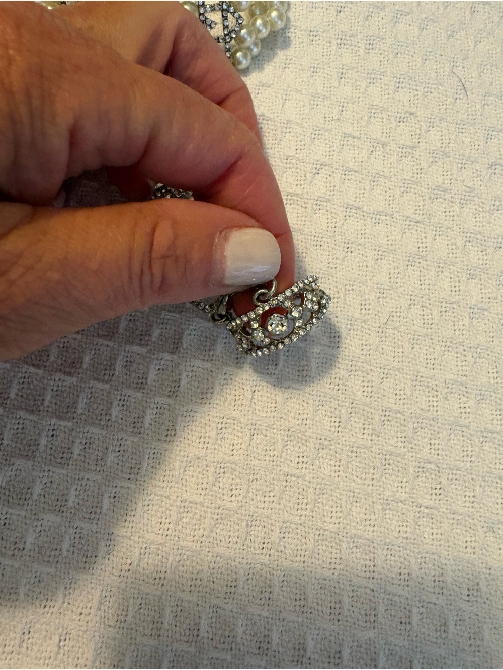 Pearl and crystal bracelet/ring.